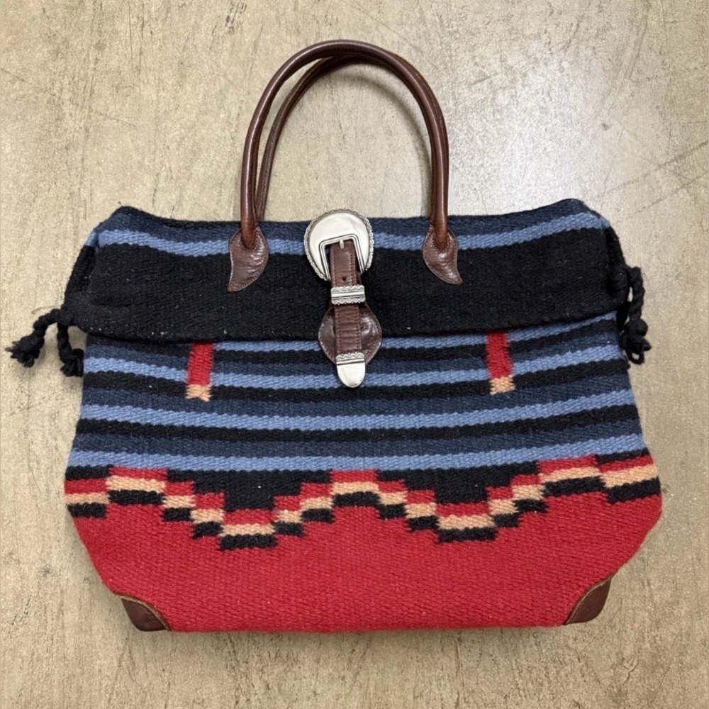 $398 Two Bar West McFadin Sundance Catalog Timpanogos Wool Leather Tote Bag EUC!